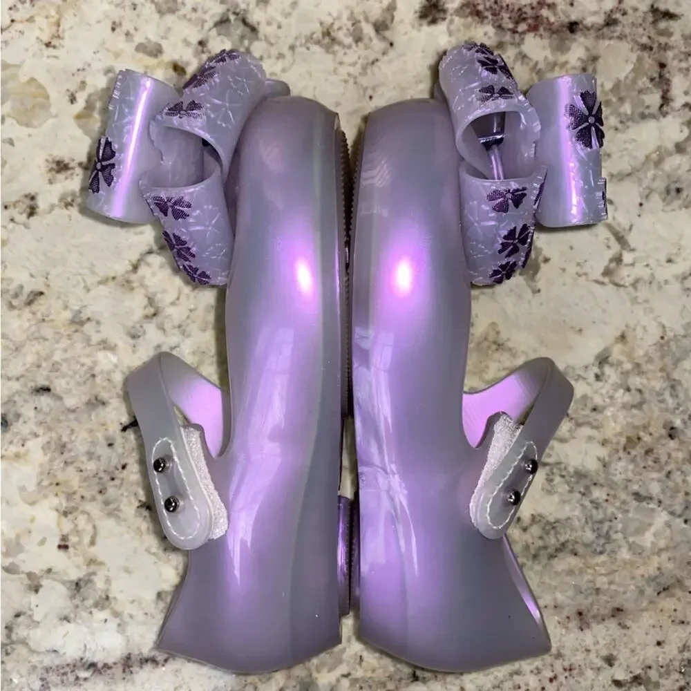 Mini Melissa $69 Glitter Lavender Ultragirl w Bow US 10 EU 27 EUC